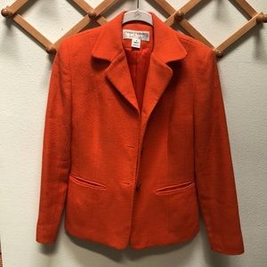 VTG Rena Rowan for SAVILLE Orange Wool Blazer Jacket